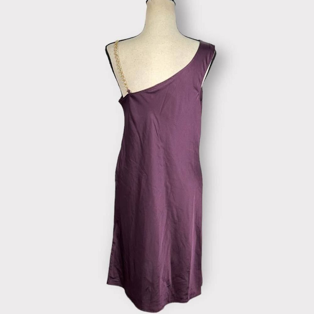 Olive + Oak Slip Dress Women's Small Purple One Shoulder Satin Knee Length NWT - Picture 4 of 8